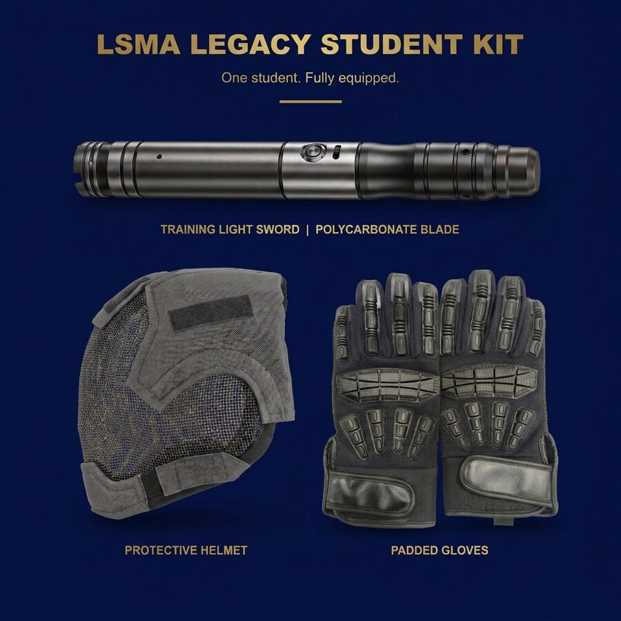 LSMA Legacy Student Kit: training light sword, protective helmet, padded gloves